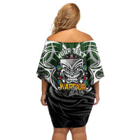 Personalised Warriors Maori Darts Family Matching Off Shoulder Short Dress and Hawaiian Shirt New Zealand Darts Silver Fern DT02 - Polynesian Pride