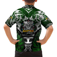 Personalised Warriors Maori Darts Family Matching Short Sleeve Bodycon Dress and Hawaiian Shirt New Zealand Darts Silver Fern DT02 - Polynesian Pride