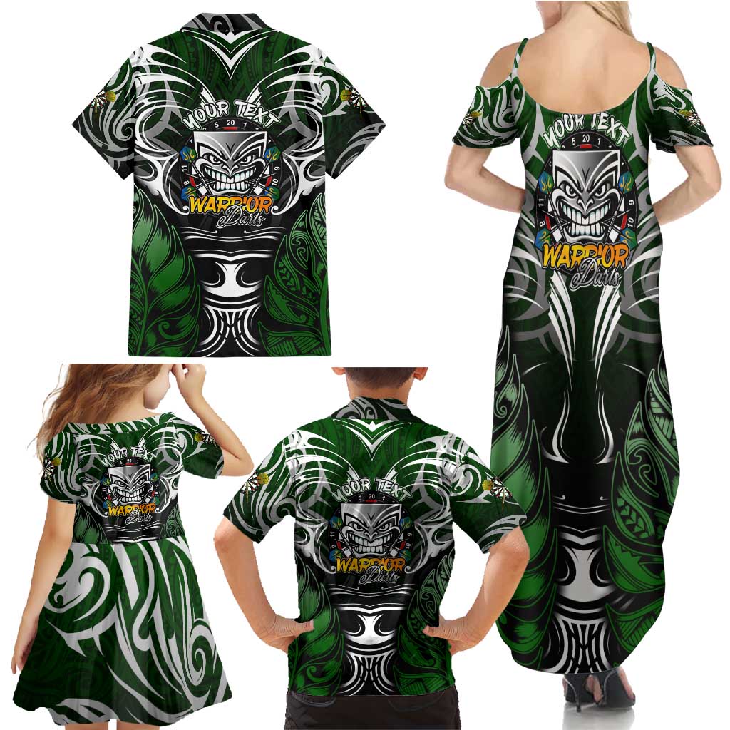 Personalised Warriors Maori Darts Family Matching Summer Maxi Dress and Hawaiian Shirt New Zealand Darts Silver Fern DT02 - Polynesian Pride