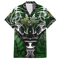 Personalised Warriors Maori Darts Family Matching Tank Maxi Dress and Hawaiian Shirt New Zealand Darts Silver Fern DT02 Dad's Shirt - Short Sleeve Green - Polynesian Pride