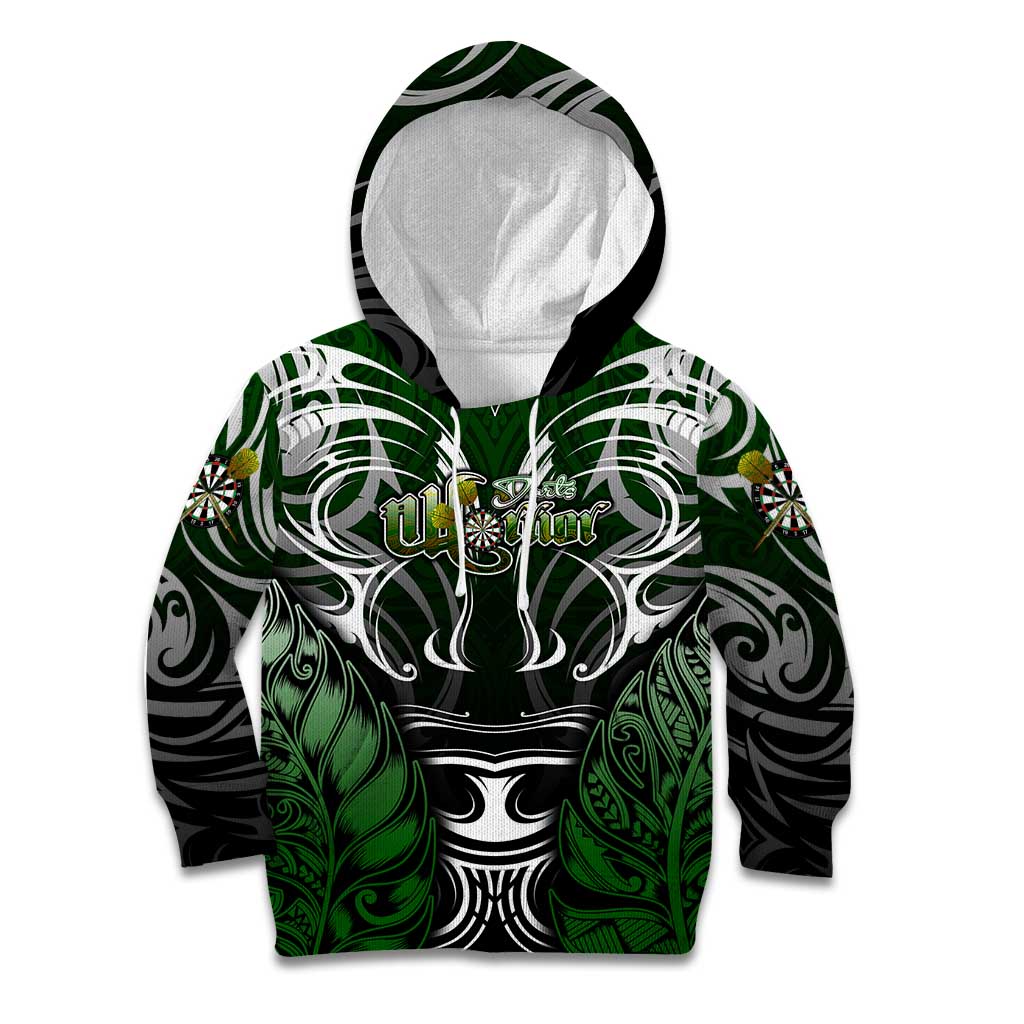 Personalised Warriors Maori Darts Kid Hoodie New Zealand Darts Silver Fern DT02 Hoodie Green - Polynesian Pride