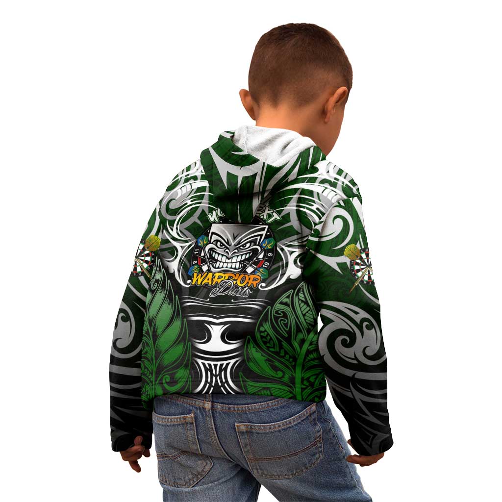 Personalised Warriors Maori Darts Kid Hoodie New Zealand Darts Silver Fern DT02 - Polynesian Pride