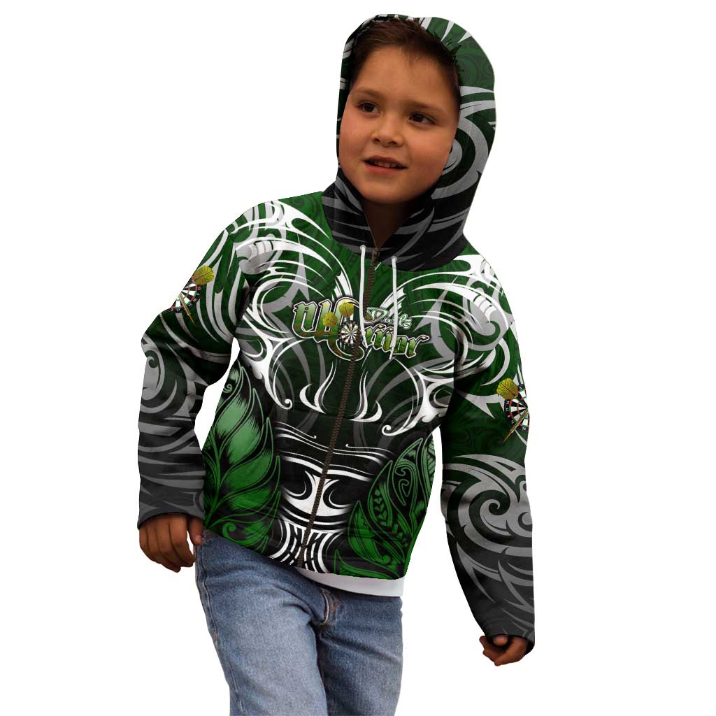 Personalised Warriors Maori Darts Kid Hoodie New Zealand Darts Silver Fern DT02 - Polynesian Pride