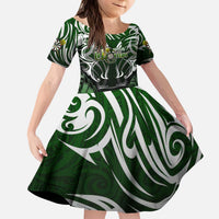 Personalised Warriors Maori Darts Kid Short Sleeve Dress New Zealand Darts Silver Fern DT02 KID Green - Polynesian Pride