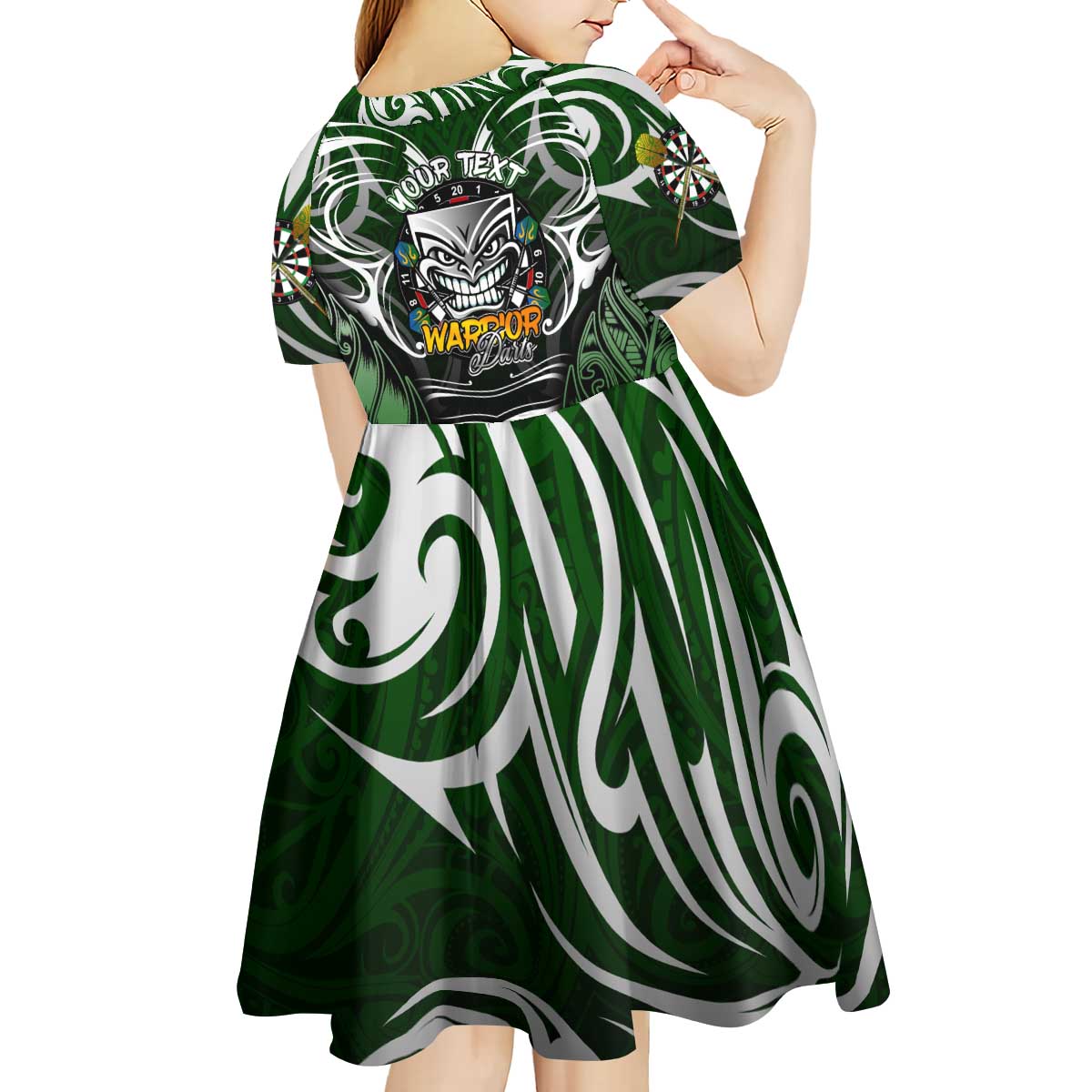 Personalised Warriors Maori Darts Kid Short Sleeve Dress New Zealand Darts Silver Fern DT02 - Polynesian Pride