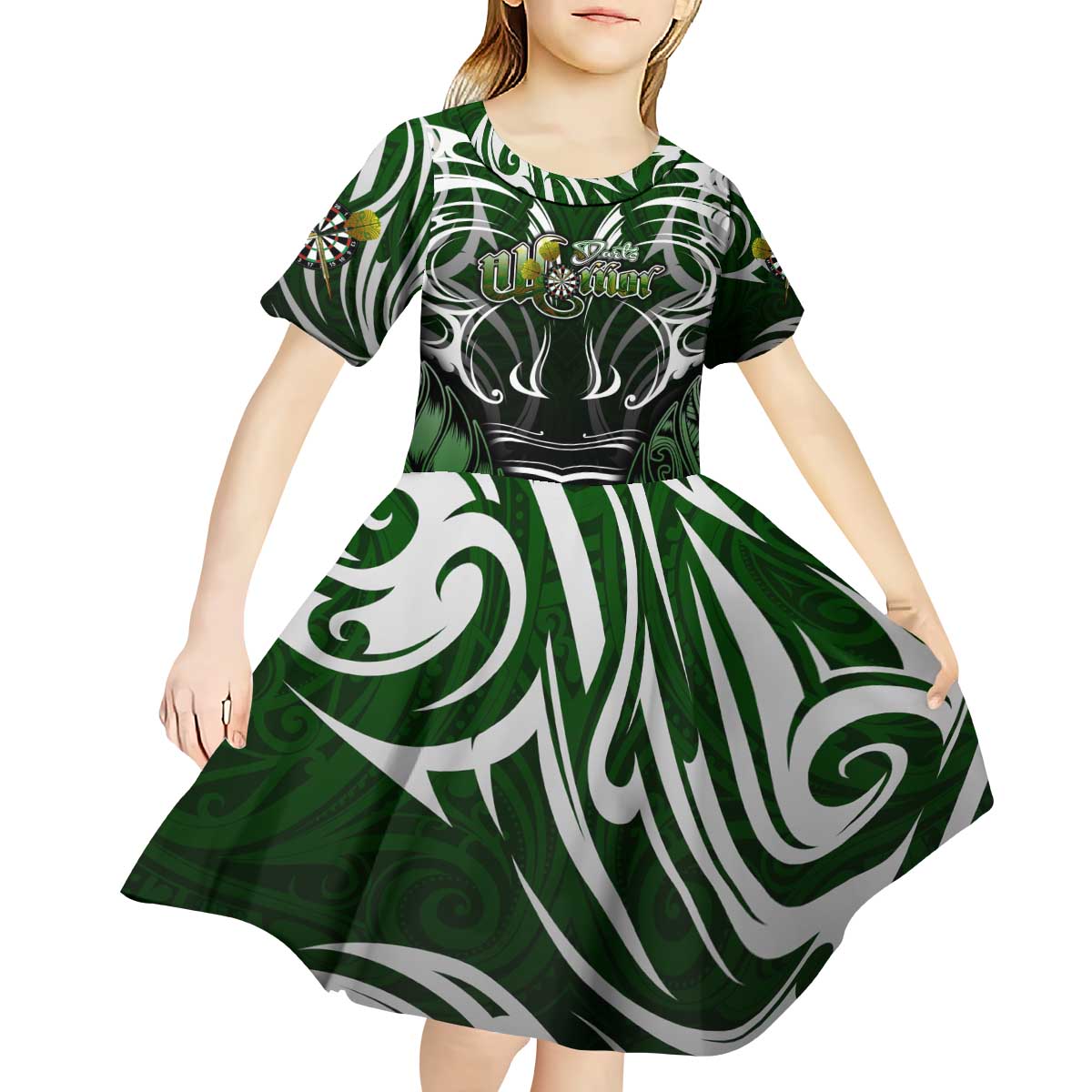 Personalised Warriors Maori Darts Kid Short Sleeve Dress New Zealand Darts Silver Fern DT02 - Polynesian Pride