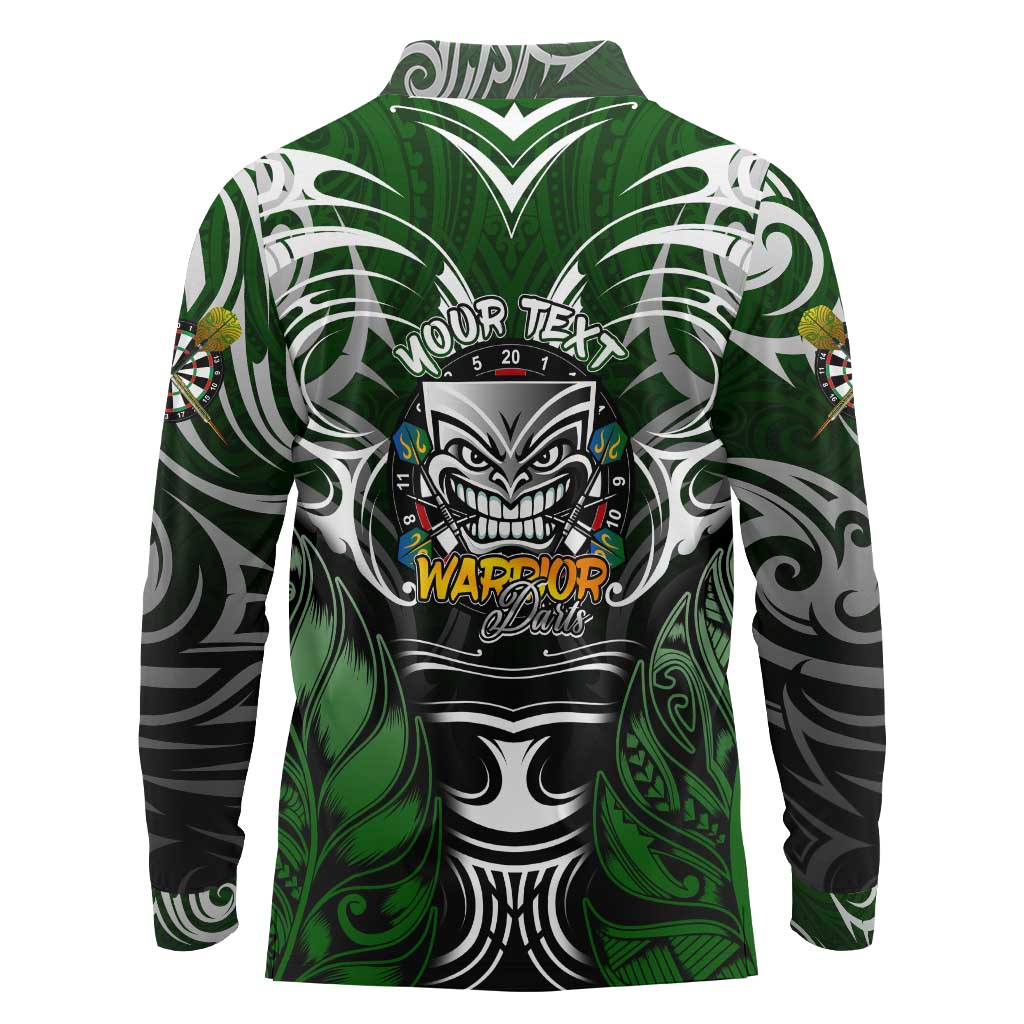 Personalised Warriors Maori Darts Long Sleeve Polo Shirt New Zealand Darts Silver Fern DT02 - Polynesian Pride