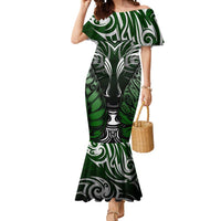 Personalised Warriors Maori Darts Mermaid Dress New Zealand Darts Silver Fern DT02 Women Green - Polynesian Pride