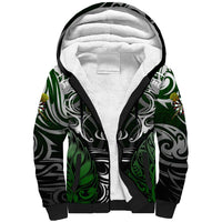 Personalised Warriors Maori Darts Sherpa Hoodie New Zealand Darts Silver Fern DT02 Unisex Green - Polynesian Pride
