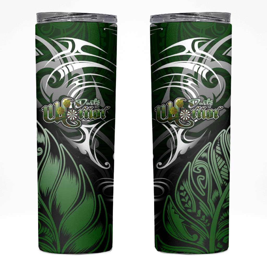 Warriors Maori Darts Skinny Tumbler New Zealand Darts Silver Fern DT02 Green - Polynesian Pride