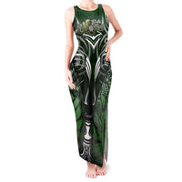 Personalised Warriors Maori Darts Tank Maxi Dress New Zealand Darts Silver Fern DT02 Women Green - Polynesian Pride
