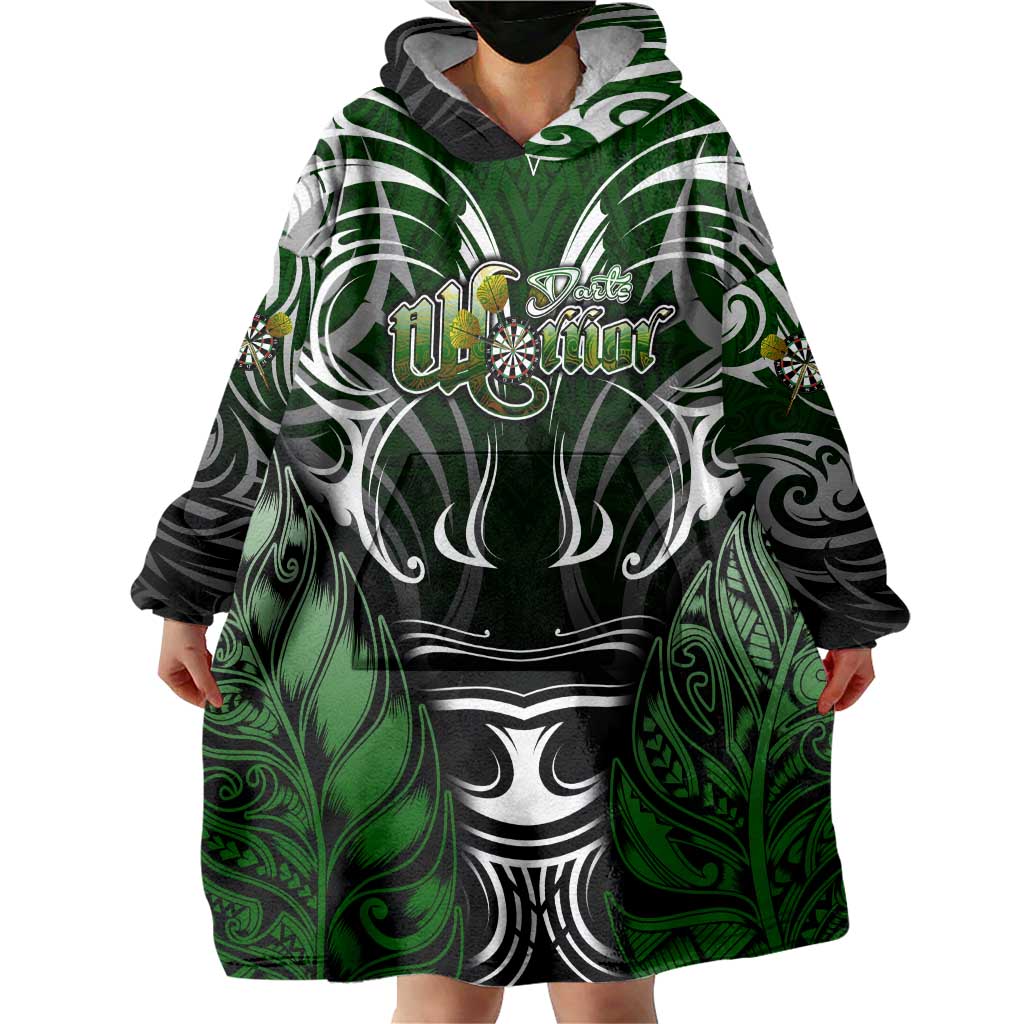 Personalised Warriors Maori Darts Wearable Blanket Hoodie New Zealand Darts Silver Fern DT02 - Polynesian Pride