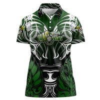 Personalised Warriors Maori Darts Women Polo Shirt New Zealand Darts Silver Fern DT02 Female Green - Polynesian Pride