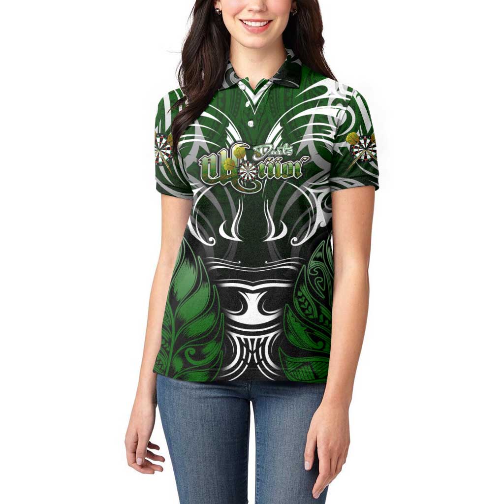 Personalised Warriors Maori Darts Women Polo Shirt New Zealand Darts Silver Fern DT02 - Polynesian Pride