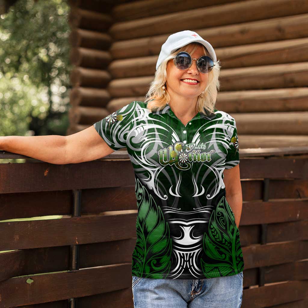Personalised Warriors Maori Darts Women Polo Shirt New Zealand Darts Silver Fern DT02 - Polynesian Pride