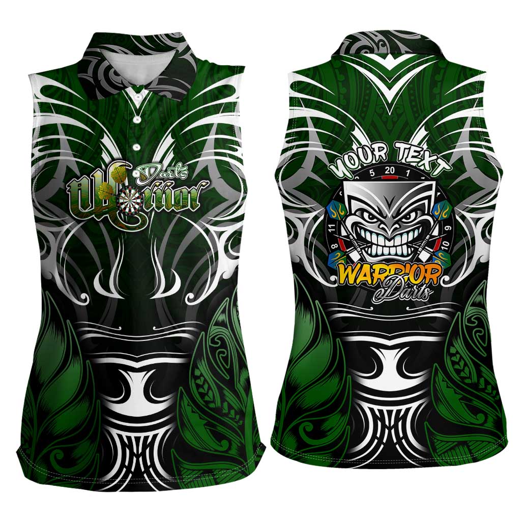Personalised Warriors Maori Darts Women Sleeveless Polo Shirt New Zealand Darts Silver Fern DT02 - Polynesian Pride