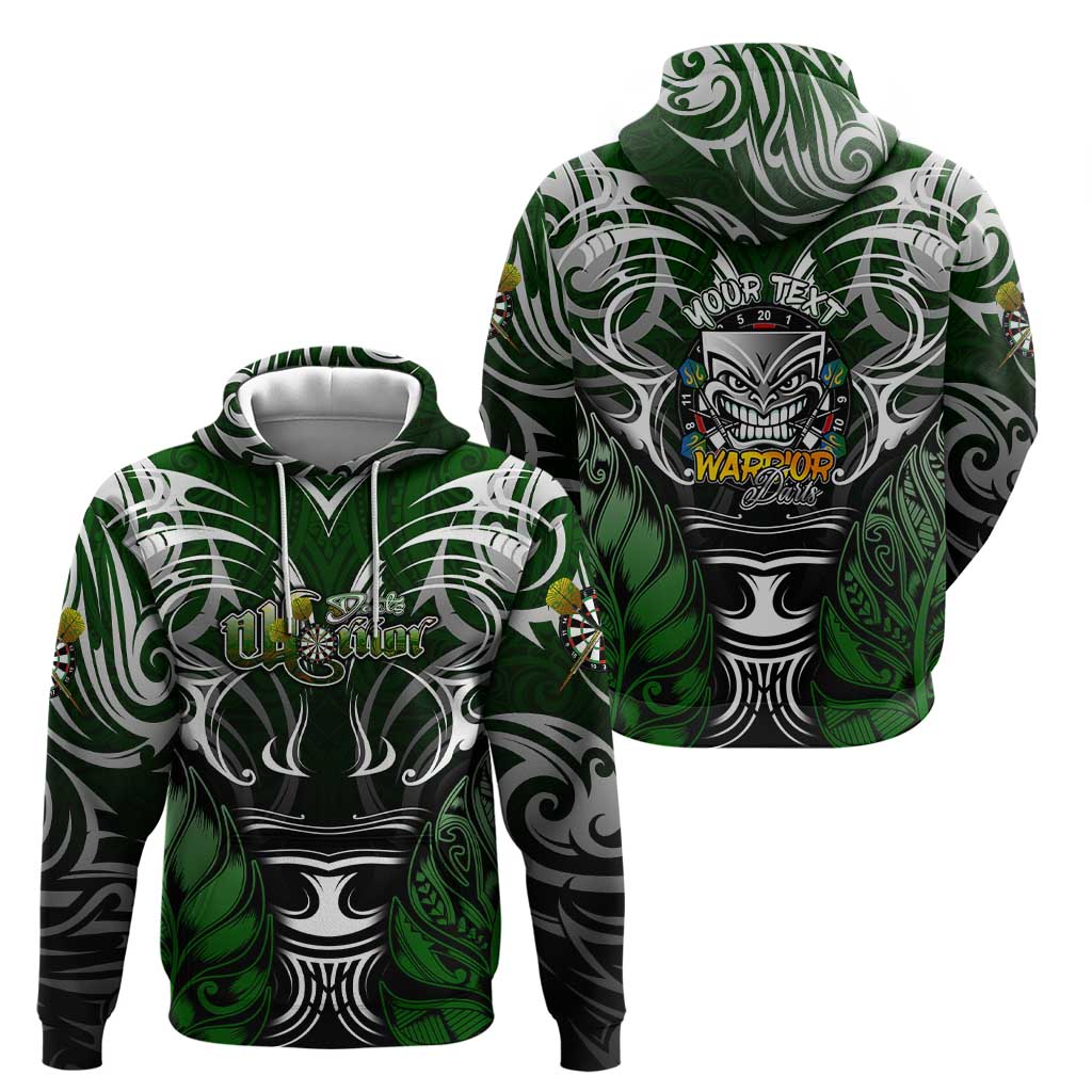 Personalised Warriors Maori Darts Zip Hoodie New Zealand Darts Silver Fern