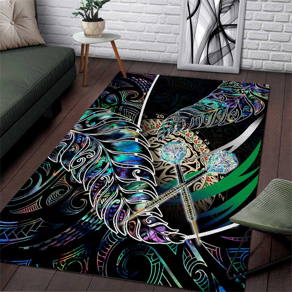 New Zealand Darts Area Rug NZ Paua Shell Maori Fern