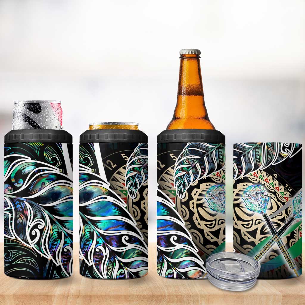New Zealand Darts 4 in 1 Can Cooler Tumbler NZ Paua Shell Maori Fern DT02 - Polynesian Pride