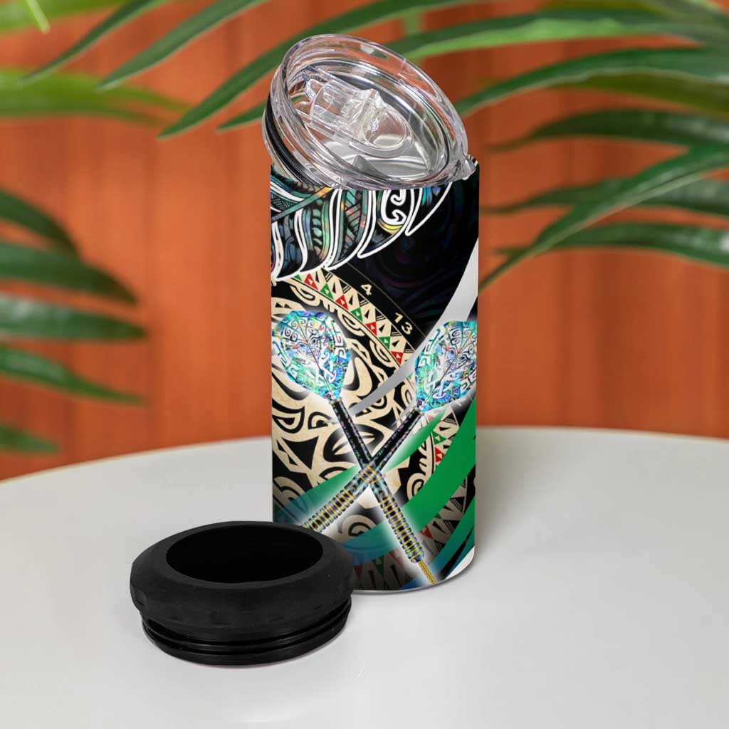 New Zealand Darts 4 in 1 Can Cooler Tumbler NZ Paua Shell Maori Fern DT02 - Polynesian Pride