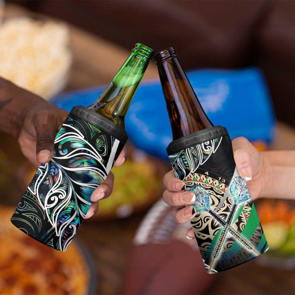 New Zealand Darts 4 in 1 Can Cooler Tumbler NZ Paua Shell Maori Fern DT02 - Polynesian Pride