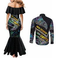 Personalised New Zealand Darts Couples Matching Mermaid Dress and Long Sleeve Button Shirt NZ Paua Shell Maori Fern DT02 - Polynesian Pride