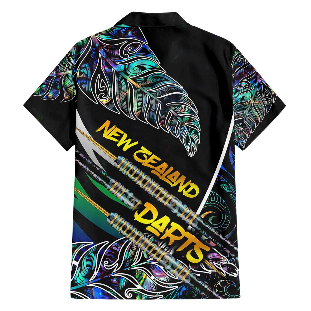 Personalised New Zealand Darts Family Matching Long Sleeve Bodycon Dress and Hawaiian Shirt NZ Paua Shell Maori Fern DT02 - Polynesian Pride
