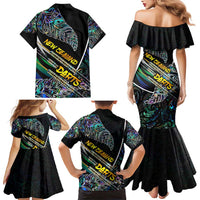 Personalised New Zealand Darts Family Matching Mermaid Dress and Hawaiian Shirt NZ Paua Shell Maori Fern DT02 - Polynesian Pride