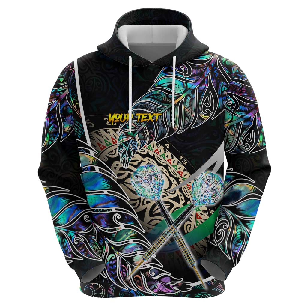 Personalised New Zealand Darts Hoodie NZ Paua Shell Maori Fern