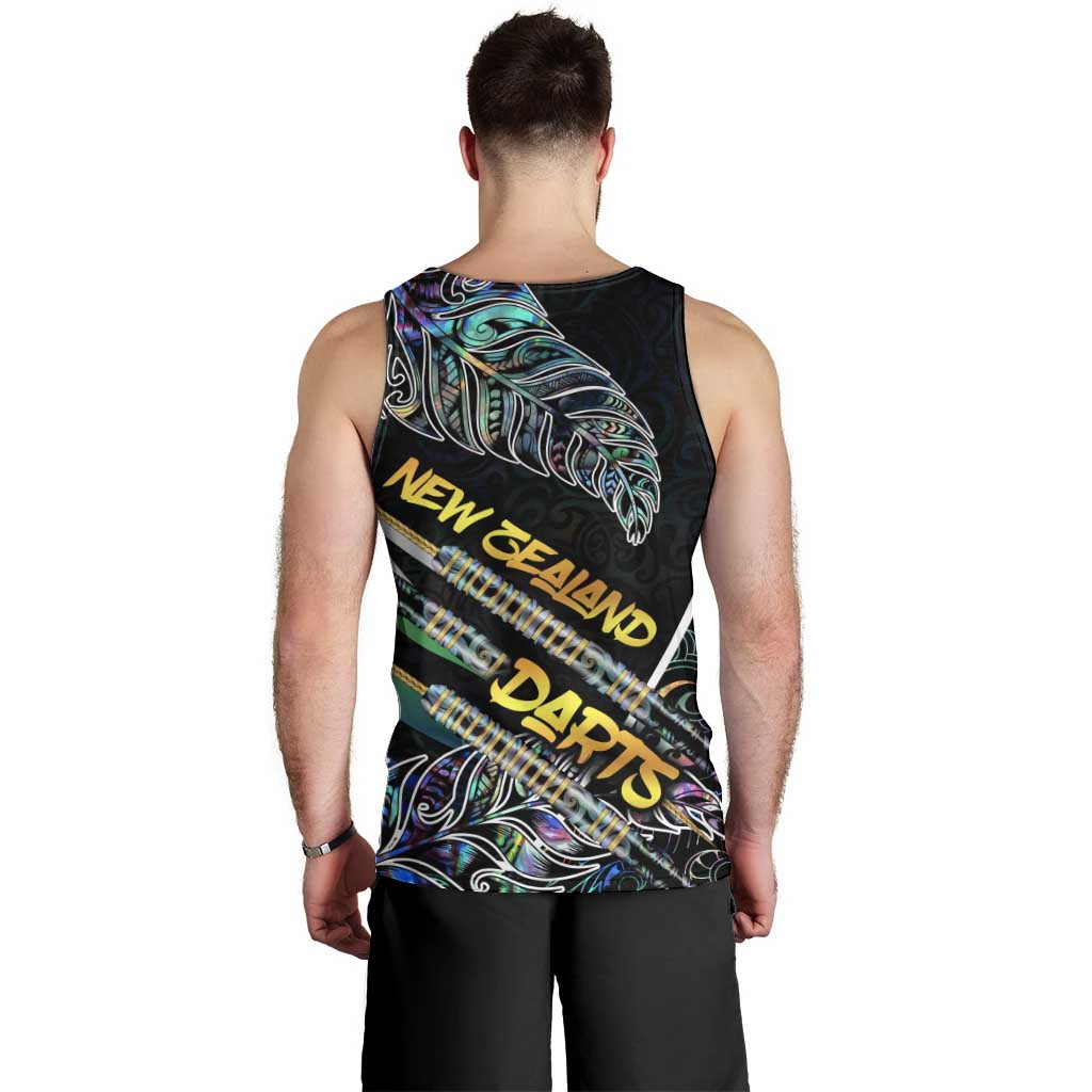 Personalised New Zealand Darts Men Tank Top NZ Paua Shell Maori Fern