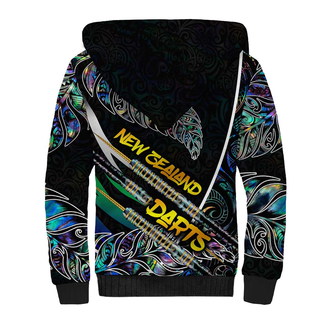 Personalised New Zealand Darts Sherpa Hoodie NZ Paua Shell Maori Fern DT02 - Polynesian Pride