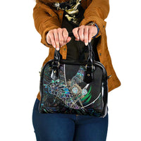 New Zealand Darts Shoulder Handbag NZ Paua Shell Maori Fern DT02 One Size Black - Polynesian Pride