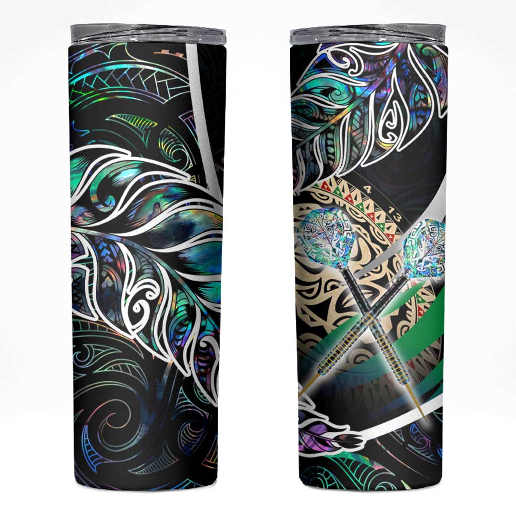 New Zealand Darts Skinny Tumbler NZ Paua Shell Maori Fern DT02 Black - Polynesian Pride