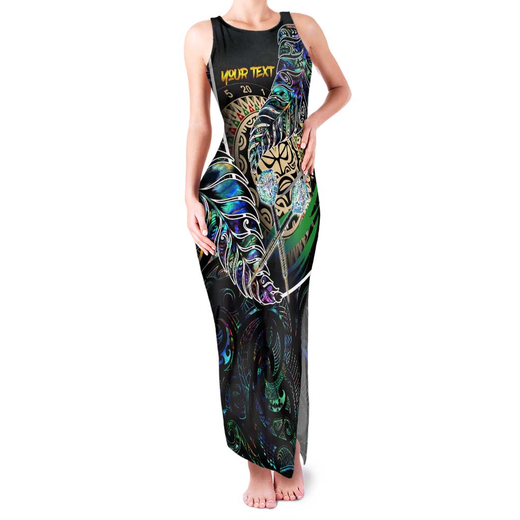 Personalised New Zealand Darts Tank Maxi Dress NZ Paua Shell Maori Fern