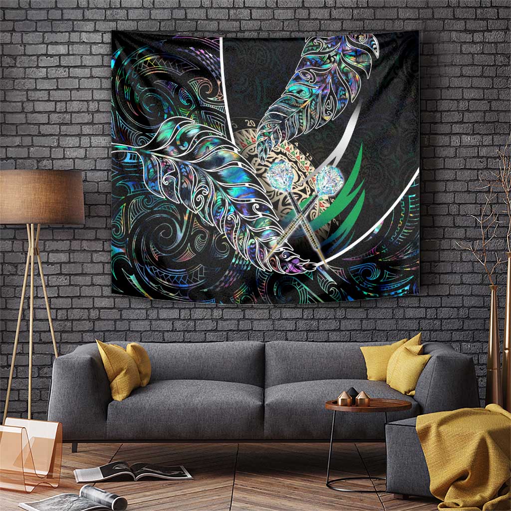 New Zealand Darts Tapestry NZ Paua Shell Maori Fern DT02 Black - Polynesian Pride