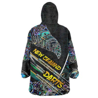 Personalised New Zealand Darts Wearable Blanket Hoodie NZ Paua Shell Maori Fern DT02 - Polynesian Pride