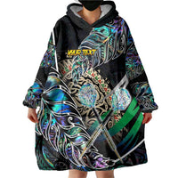Personalised New Zealand Darts Wearable Blanket Hoodie NZ Paua Shell Maori Fern DT02 - Polynesian Pride