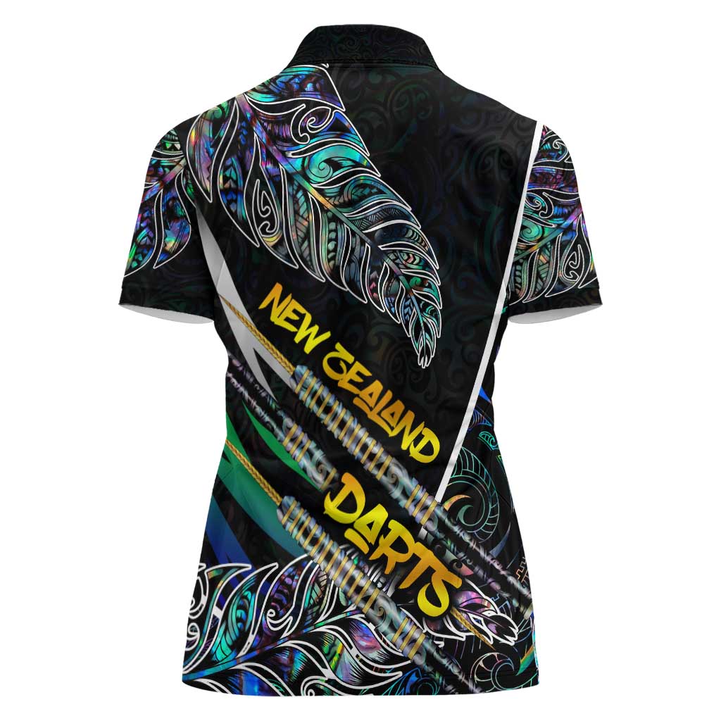Personalised New Zealand Darts Women Polo Shirt NZ Paua Shell Maori Fern DT02 - Polynesian Pride