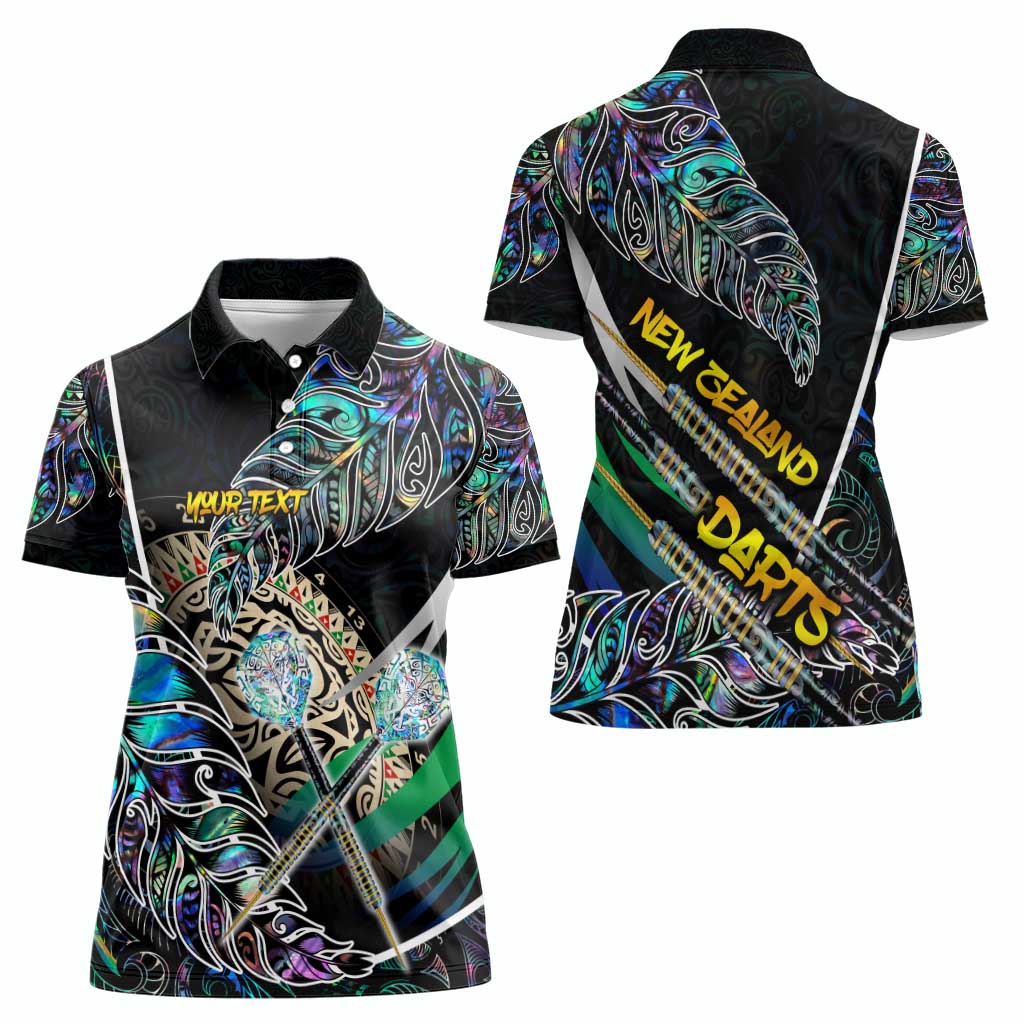 Personalised New Zealand Darts Women Polo Shirt NZ Paua Shell Maori Fern DT02 - Polynesian Pride
