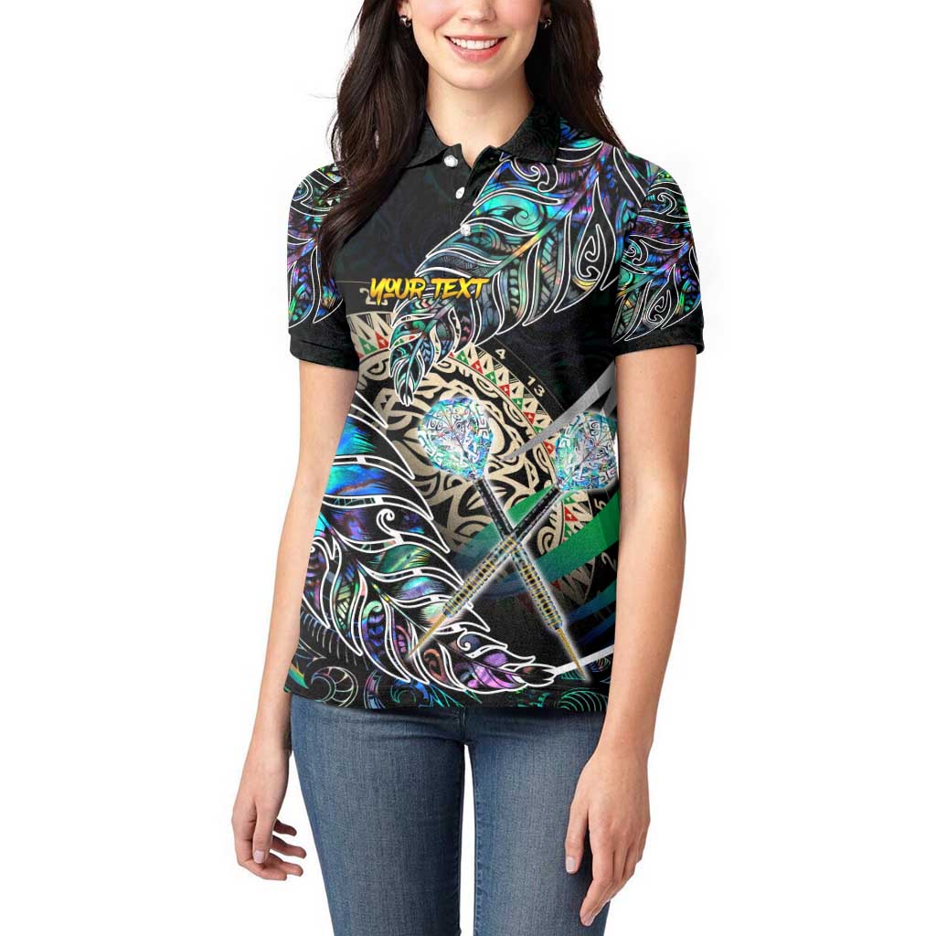 Personalised New Zealand Darts Women Polo Shirt NZ Paua Shell Maori Fern DT02 - Polynesian Pride