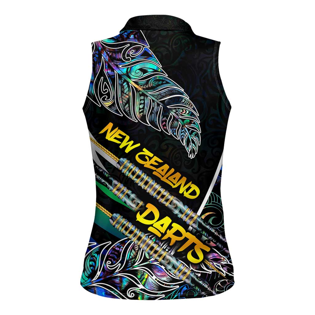 Personalised New Zealand Darts Women Sleeveless Polo Shirt NZ Paua Shell Maori Fern DT02 - Polynesian Pride