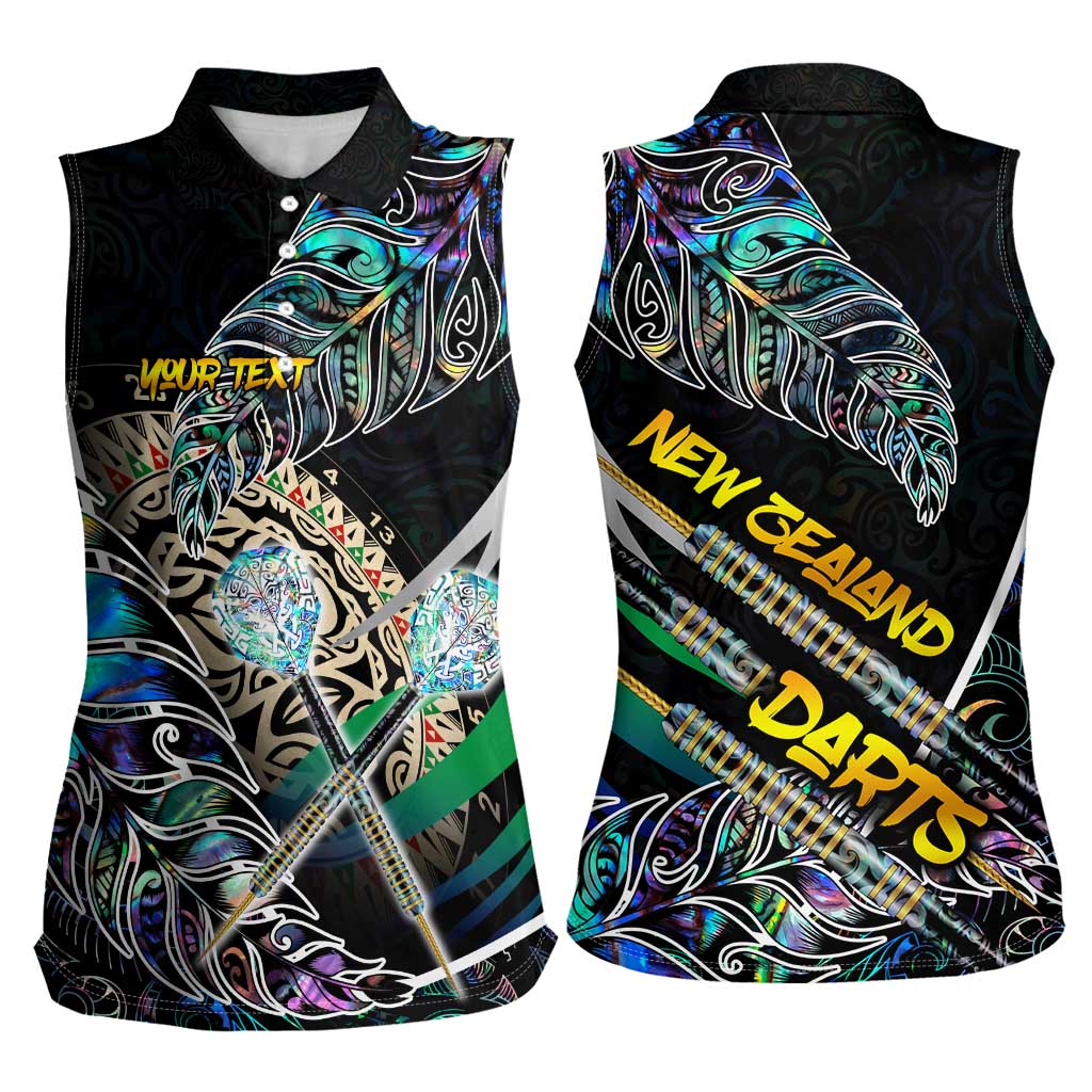 Personalised New Zealand Darts Women Sleeveless Polo Shirt NZ Paua Shell Maori Fern DT02 - Polynesian Pride