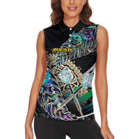 Personalised New Zealand Darts Women Sleeveless Polo Shirt NZ Paua Shell Maori Fern DT02 - Polynesian Pride