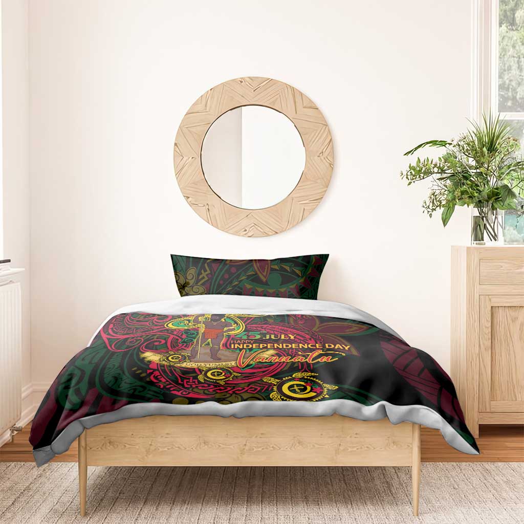Vanuatu 45th Independence Anniversary Bedding Set Flower Melanesian Namele Turtle - Polynesian Pride