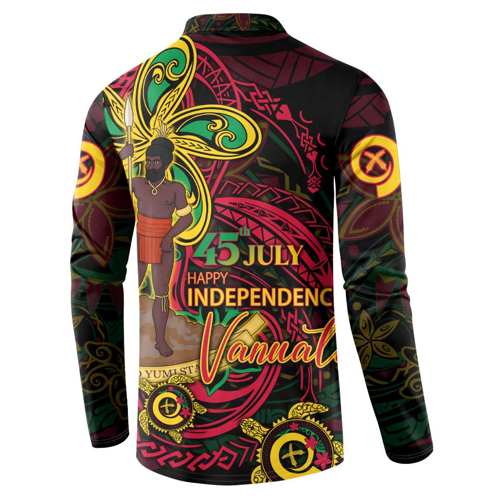 Custom Vanuatu 45th Independence Anniversary Button Sweatshirt Flower Melanesian Namele Turtle - Polynesian Pride