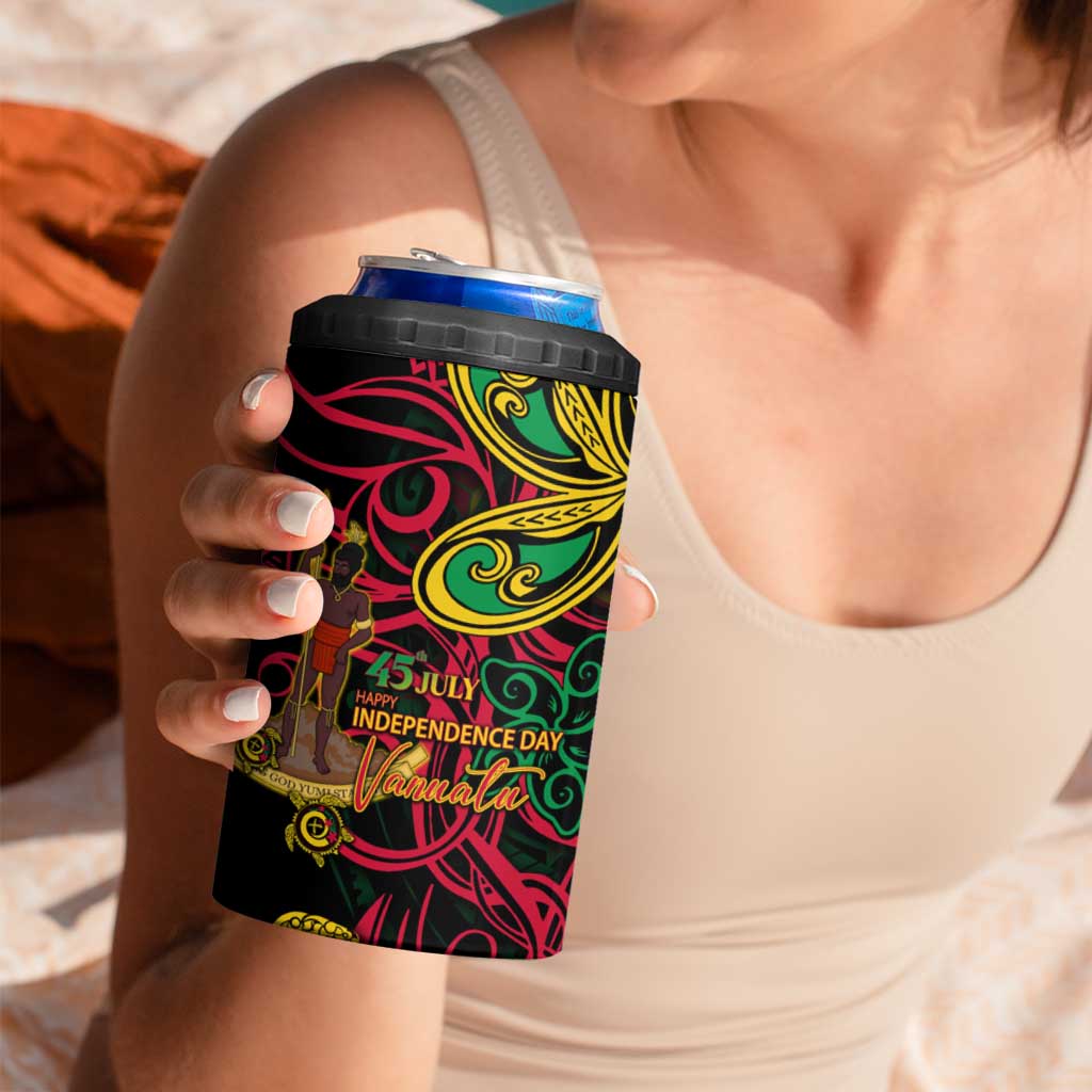Vanuatu 45th Independence Anniversary 4 in 1 Can Cooler Tumbler Flower Melanesian Namele Turtle - Polynesian Pride