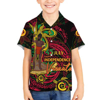 Custom Vanuatu 45th Independence Anniversary Family Matching Off Shoulder Maxi Dress and Hawaiian Shirt Flower Melanesian Namele Turtle DT02 Son's Shirt Black - Polynesian Pride