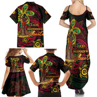 Custom Vanuatu 45th Independence Anniversary Family Matching Summer Maxi Dress and Hawaiian Shirt Flower Melanesian Namele Turtle DT02 - Polynesian Pride