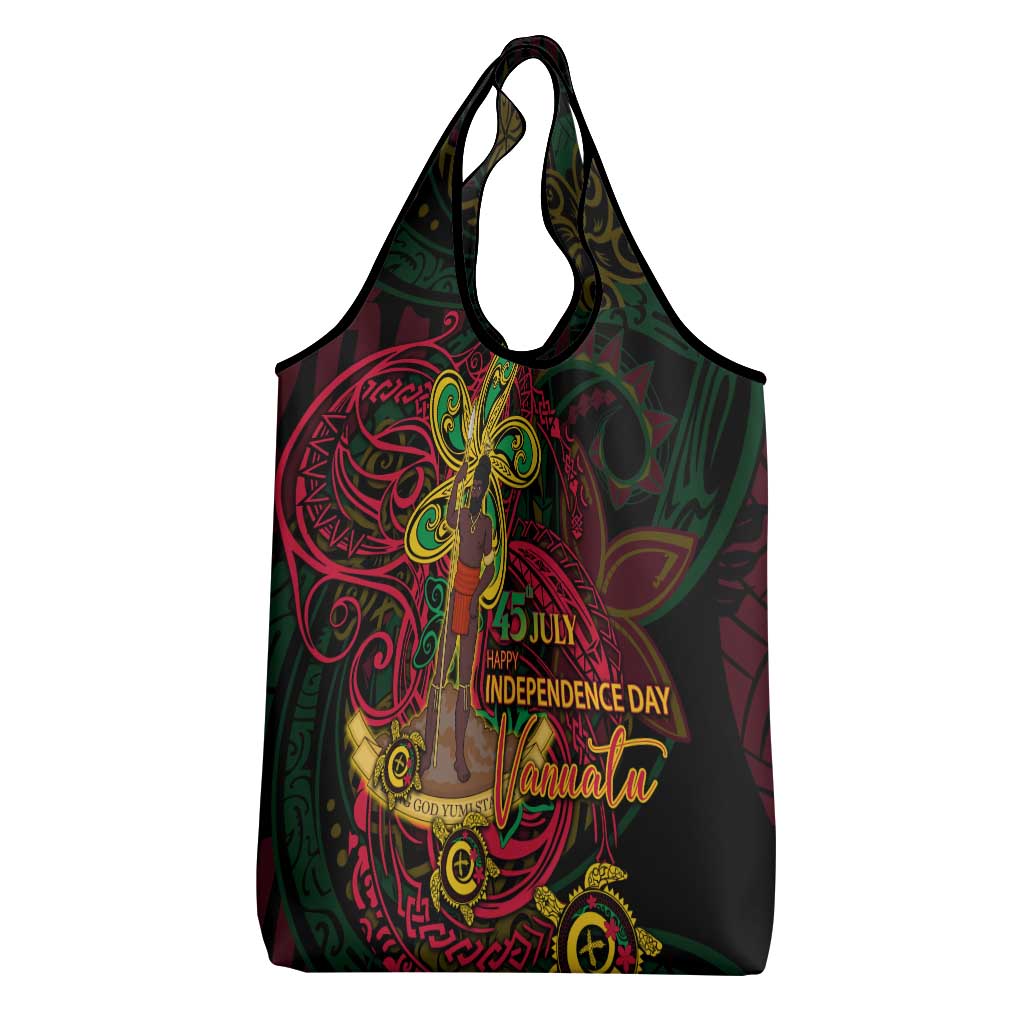 Vanuatu 45th Independence Anniversary Grocery Bag Flower Melanesian Namele Turtle - Polynesian Pride