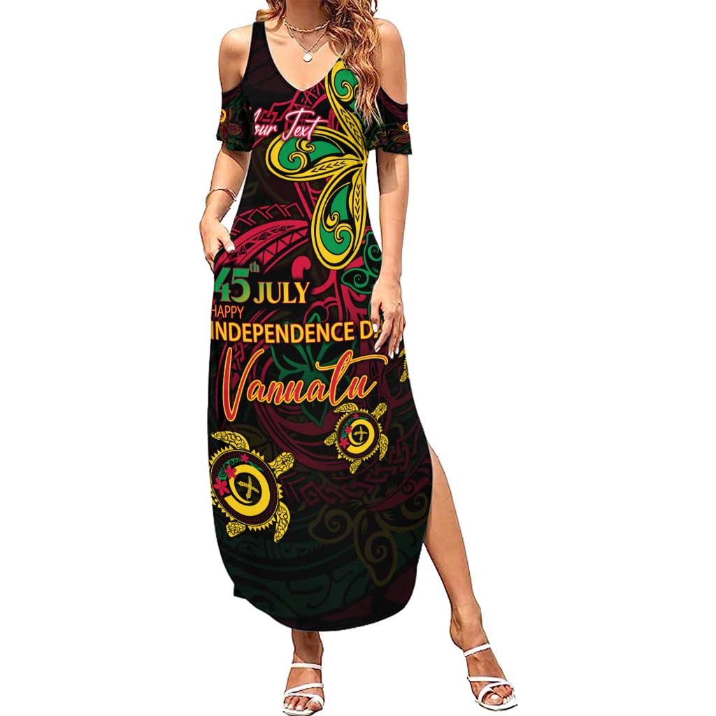 Custom Vanuatu 45th Independence Anniversary Summer Maxi Dress Flower Melanesian Namele Turtle - Polynesian Pride